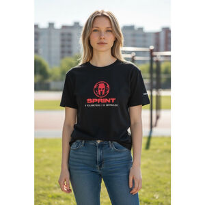 Women's Craft Black Red Spartan Sprint FINISHER Short Sleeve Tee S Small NWOT